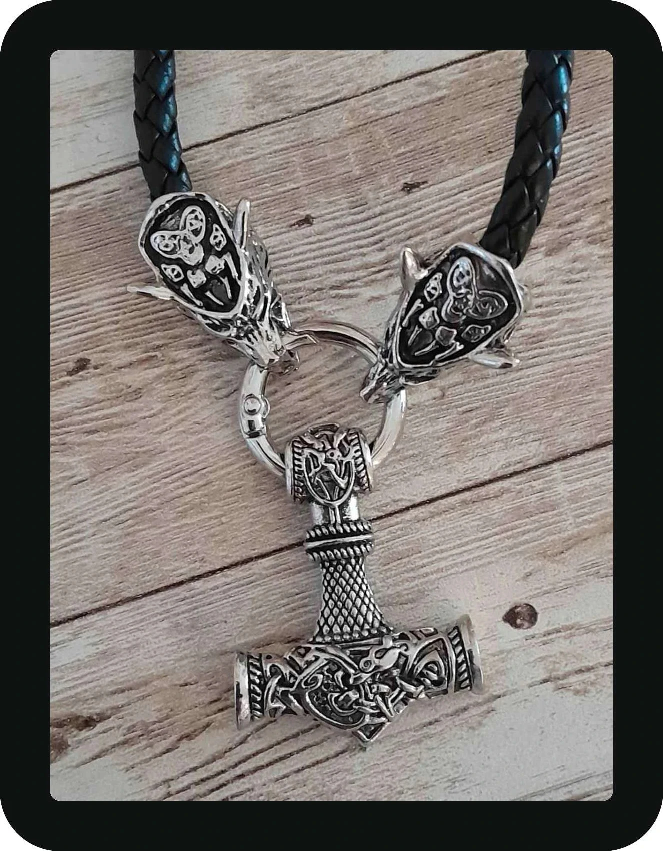 Collier en cuir pour Homme, viking et mythologique N°01